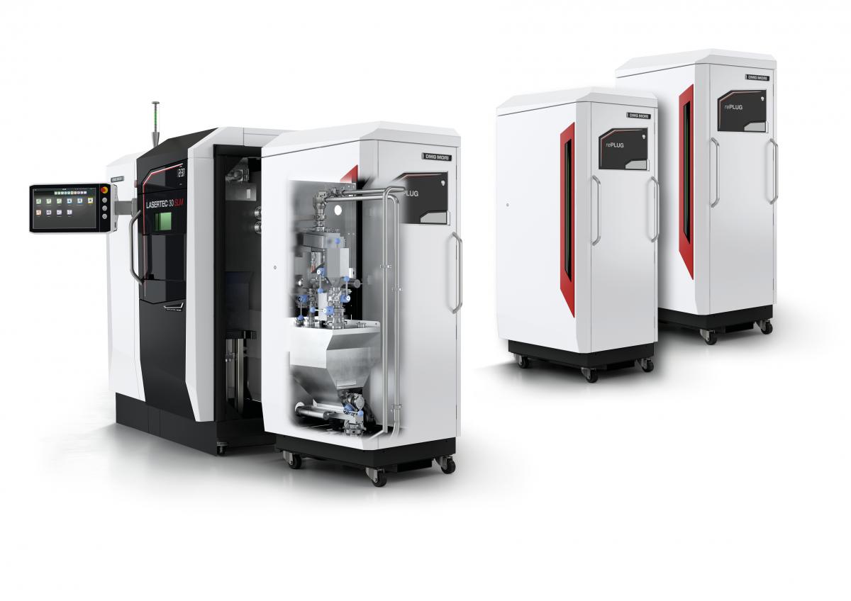 增材制造：第二代 LASERTEC 30 SLM 配灵活的rePLUG 粉料模块，更换粉料只需不超过2 个小时。 