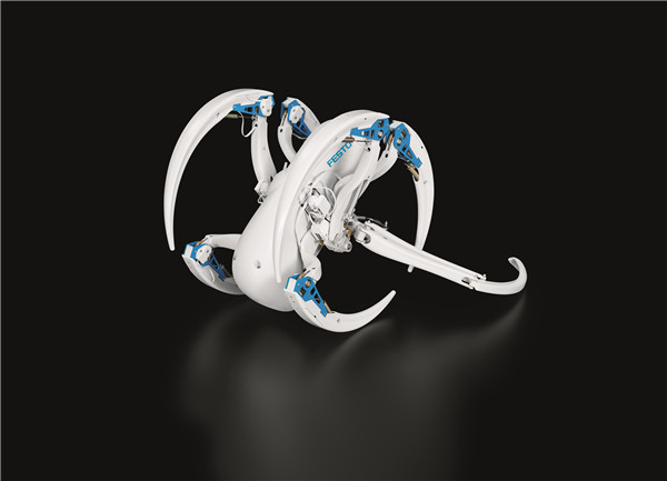 翻滚模式中的BionicWheelBot，推动腿已伸出