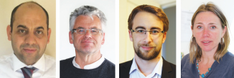 从左到右依次为：安赛乐米塔尔公司的 Sadok Gaied，南布列塔尼大学 的 Philippe Le Masson、Mickael Courtois 和 Muriel Carin。