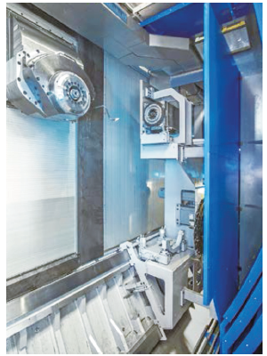 图4：Weingärtner 机床厂mpmc 平 台多用途铣削中心里的铣削单元组 ACCESS 合装置。
