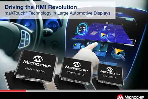 Microchip最新推出专门针对汽车大屏幕HMI设计的 maXTouch®触摸屏控制器系列产品