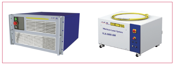 图2：高功率单模光纤激光器：风冷机架式YLR-1000-SM（左）以及3kW 系统 型YLS-3000-SM（右）。