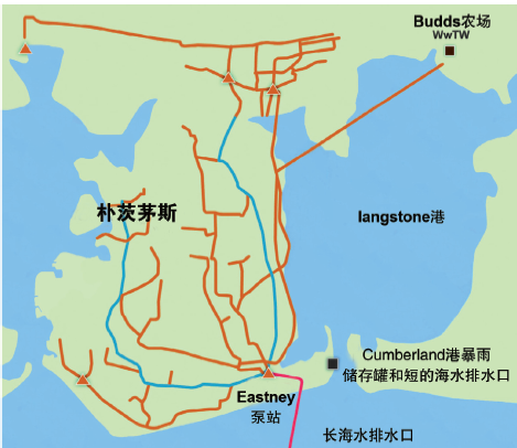 这张地图显示了英国朴茨茅斯的受灾地区。