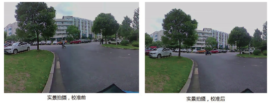 图3，校准前后实景拍摄对比图