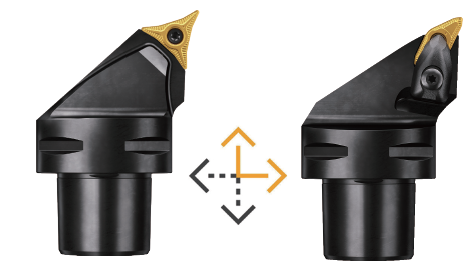 山特维克可乐满的全新PrimeTurning ™方法和CoroTurn® Prime A 型 ( 左) 和B 型 ( 右) 刀具首次实现了全向车削。