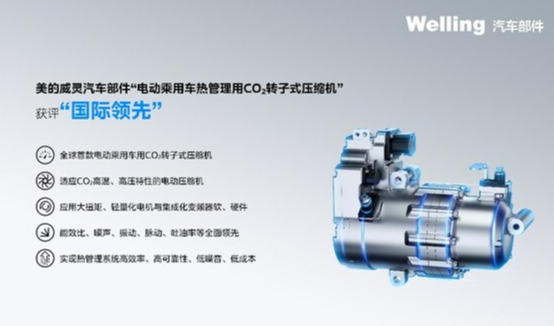 美的威灵汽车部件"电动乘用车热管理用CO2转子式压缩机"获评"国际领先"