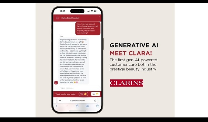 Clarins introduces AI powered customer care bot in the prestige beauty industry