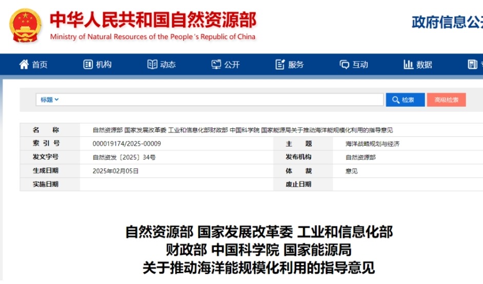 国家能源局：积极推动海上风电和波浪能同场开发