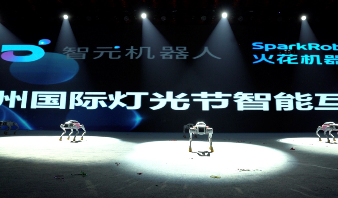 行业首发！智元×火花机器人联合发布机器狗表演方阵