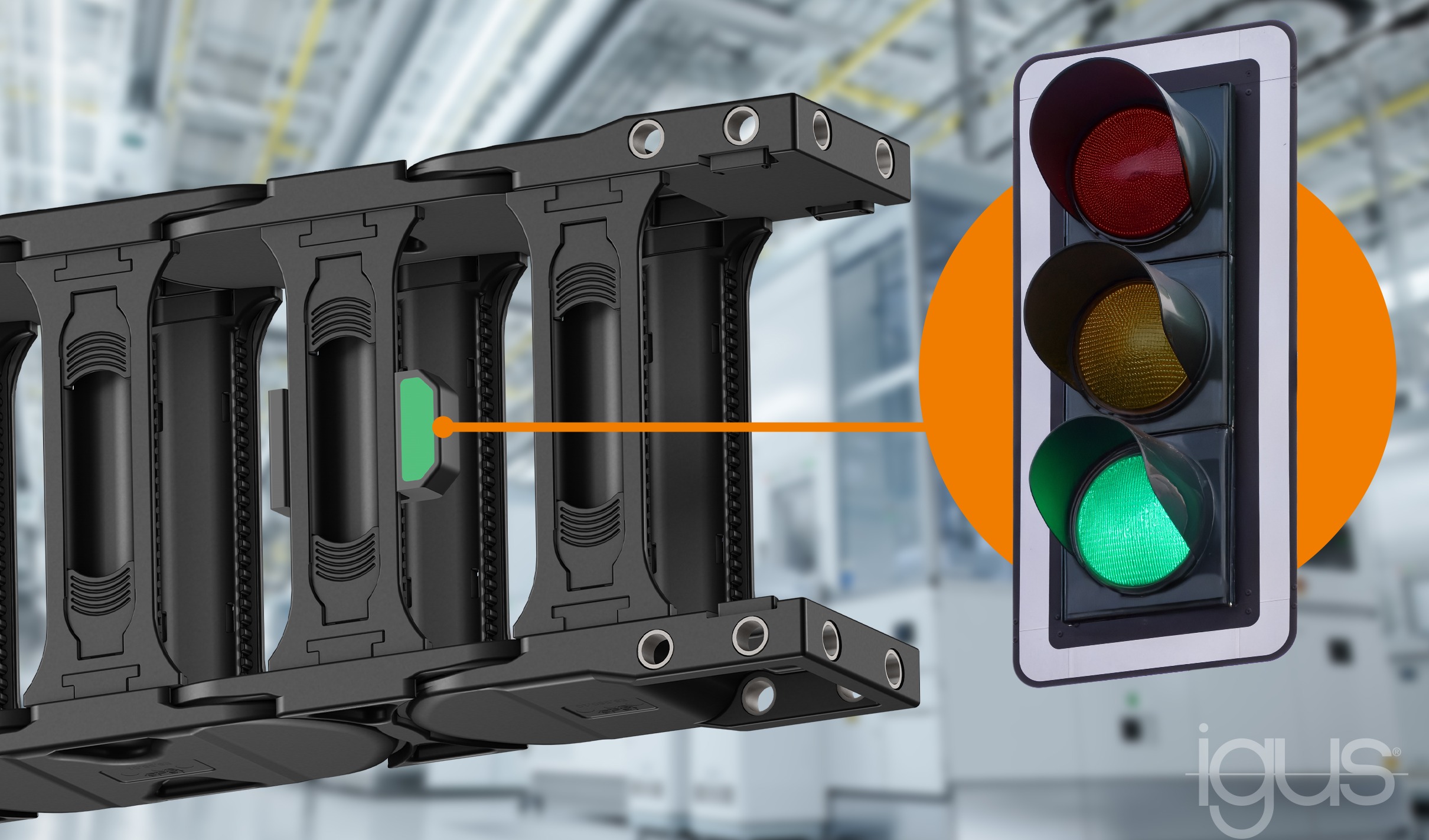 交通信号灯式维护：igus让拖链的运行状态一目了然