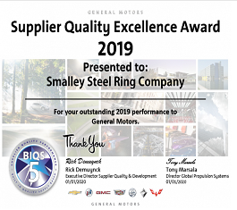 Smalley连续八年获得通用汽车供应商杰出质量奖
