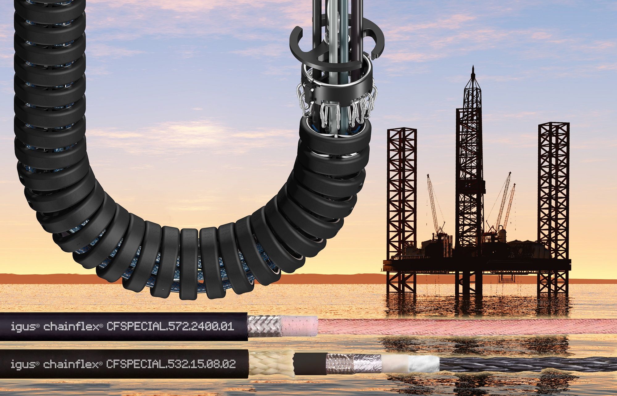 顶驱系统节省成本35%，igus推出七合一的新高柔性电缆系列