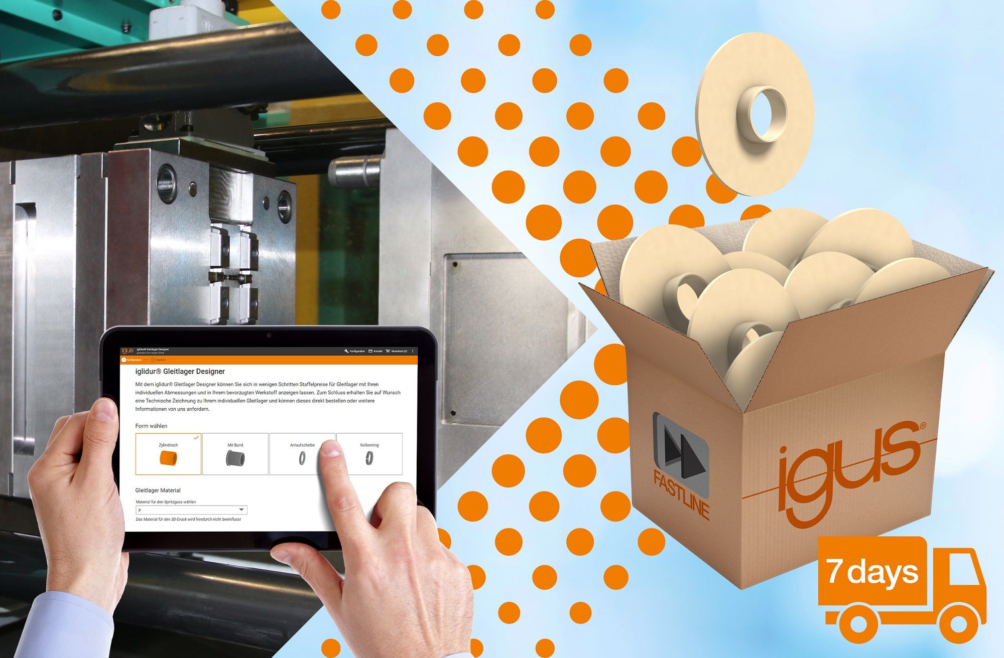 7天内交付注塑成型的定制滑动轴承!为易格斯FastLine服务点赞