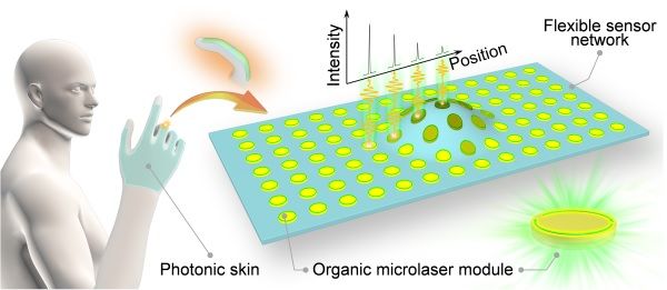 基于柔性有机微激光阵列实现光子皮肤功能