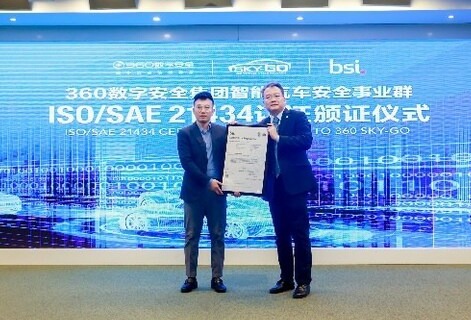 BSI为360颁发ISO/SAE 21434道路车辆网络安全管理体系认证证书